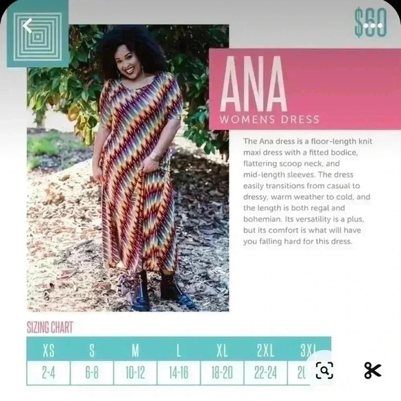 Lularoe medium blue floral ANa maxi dress. Red roses. Pattern over pattern .NWT. - Picture 3 of 8